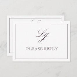 Classic Plum Paars Calligraphy Monogram No Means RSVP Kaartje