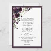 Classic Plum Paars Floral Waterverf Script Kaart (Voorkant)