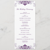 Classic Plum Paarse Elegante Ironwork Bruiloft Programmakaart (Achterkant)