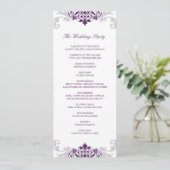 Classic Plum Paarse Elegante Ironwork Bruiloft Programmakaart (Staand voorkant)