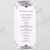 Classic Plum Paarse Elegante Ironwork Bruiloft Programmakaart (Voorkant / Achterkant)