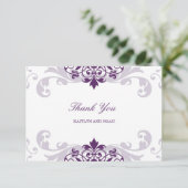 Classic Plum Paarse Elegante Ironworks Bruiloft Bedankkaart (Staand voorkant)