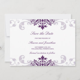 Classic Plum Paarse Elegante Ironworks Bruiloft Save The Date