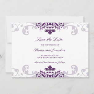 Classic Plum Paarse Elegante Ironworks Bruiloft Save The Date