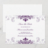 Classic Plum Paarse Elegante Ironworks Bruiloft Save The Date (Voorkant / Achterkant)