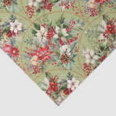 Classic Poinsettia & Berry Holiday Tissue Paper Tissuepapier (Detail)