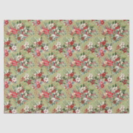 Classic Poinsettia & Berry Holiday Tissue Paper Tissuepapier