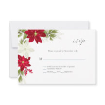 Classic Poinsettia Bloemenbruiloft RSVP Kaart