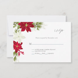 Classic Poinsettia Bloemenbruiloft RSVP Kaart