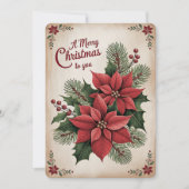 Classic Poinsettia Holiday Kaart (Voorkant)