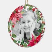 Classic Poinsettia Merry-kerstfoto Keramisch Ornament (Links)