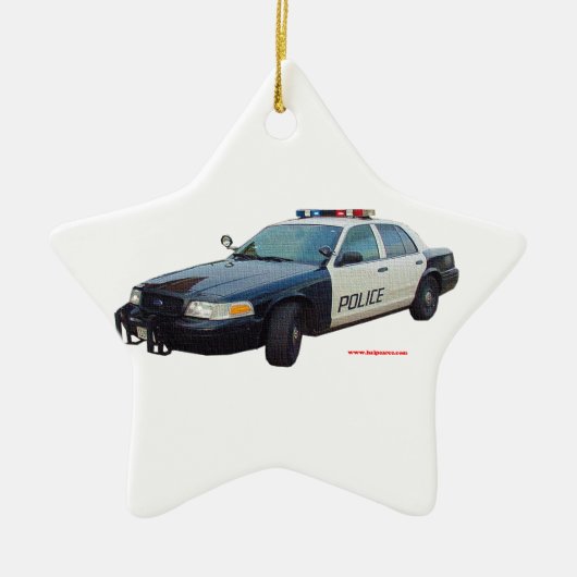 Classic_Police_Car_Black_White Keramisch Ornament (Voorkant)