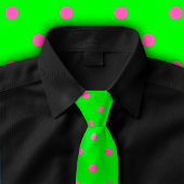 Classic Polka Dot Stropdas, Hot Pink op Neon Green Stropdas