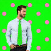 Classic Polka Dot Stropdas, Hot Pink op Neon Green Stropdas