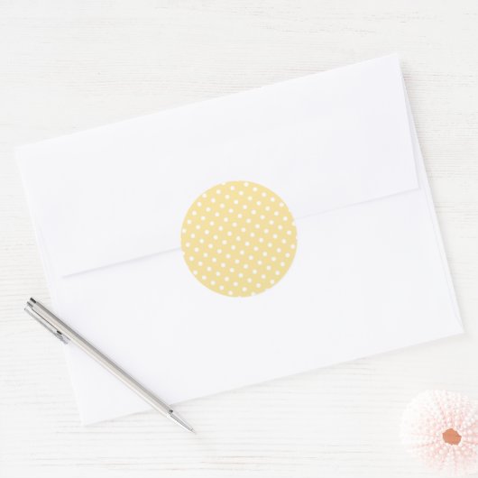Classic Polka Dot White - Canary Yellow Ronde Sticker (Envelop)