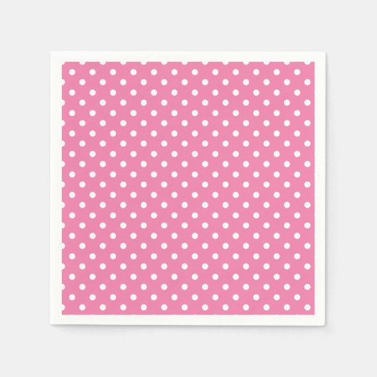 Classic Polka Dot White - Fuchsia Pink Servet (Voorkant)