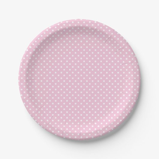 Classic Polka Dot White - Light Pink Papieren Bordje (Voorkant)