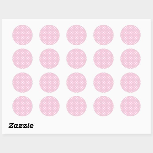 Classic Polka Dot White - Light Pink Ronde Sticker (Vel)