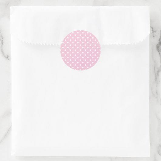 Classic Polka Dot White - Light Pink Ronde Sticker (Tas)