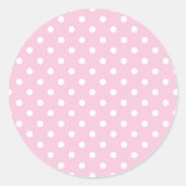 Classic Polka Dot White - Light Pink Ronde Sticker (Voorkant)