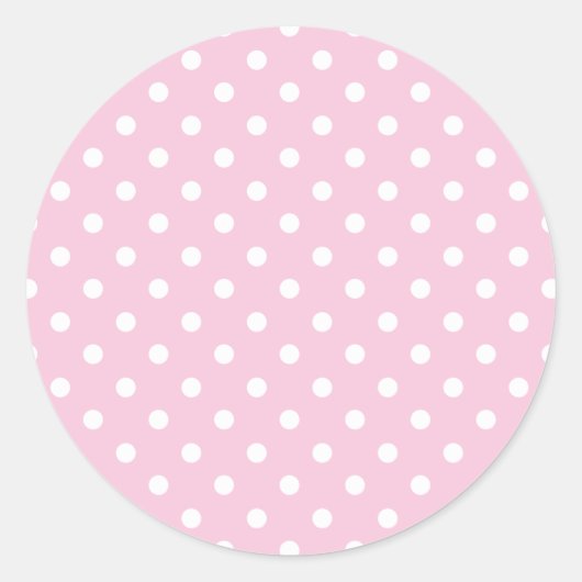 Classic Polka Dot White - Light Pink Ronde Sticker (Voorkant)