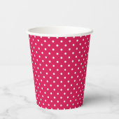 Classic Polka Dot White - Raspberry Red Papieren Bekers (Achterkant)