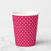 Classic Polka Dot White - Raspberry Red Papieren Bekers (Links)