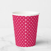 Classic Polka Dot White - Raspberry Red Papieren Bekers (Rechts)