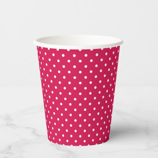 Classic Polka Dot White - Raspberry Red Papieren Bekers (Voorkant)