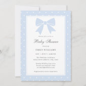 Classic Polka Dots Baby Blue Bow Boy Baby shower Kaart (Voorkant)