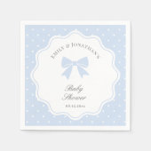 Classic Polka Dots Baby Blue Bow Boy Baby shower Servet (Voorkant)
