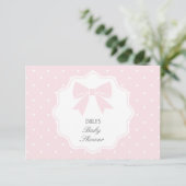 Classic Polka Dots Baby Roze Bow Meisje Baby showe Bedankkaart (Staand voorkant)
