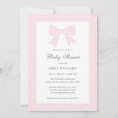 Classic Polka Dots Baby Roze Bow Meisje Baby showe Kaart (Voorkant)