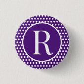 Classic Polka Dots Purple Custom initial letter Ronde Button 3,2 Cm (Voorkant)
