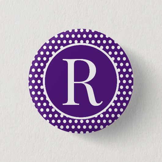 Classic Polka Dots Purple Custom initial letter Ronde Button 3,2 Cm (Voorkant)