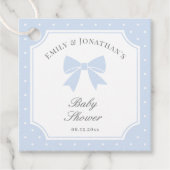 Classic Polka Dots Stoffig Blue Bow Boy Baby showe Bedankjes Labels (Voorkant)