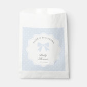 Classic Polka Dots Stoffig Blue Bow Boy Baby showe Bedankzakje (Voorkant)