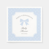 Classic Polka Dots Stoffig Blue Bow Boy Baby showe Servet (Voorkant)