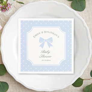 Classic Polka Dots Stoffig Blue Bow Boy Baby showe Servet