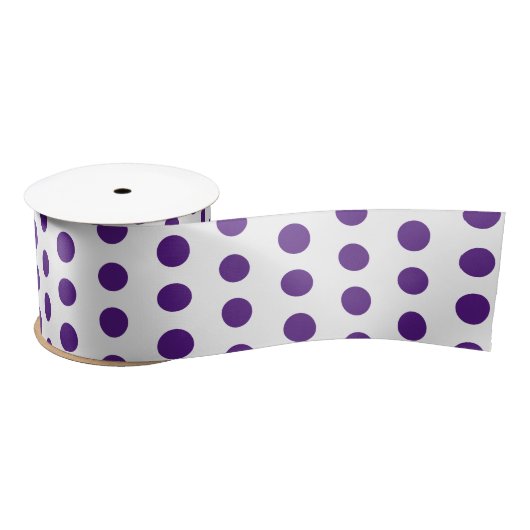 Classic Polka Dots Wit en Donker Paarse Satijnen Lint (Spoel)
