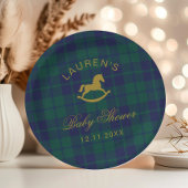 Classic Polo Rocking Horse Gold Plaid Baby shower Papieren Bordje