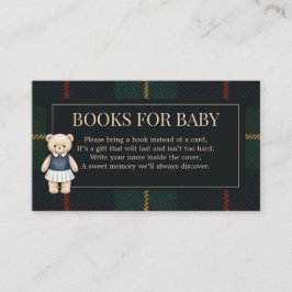 Classic Polo Teddy Bear Preppy Plaid Baby Shower Informatiekaartje