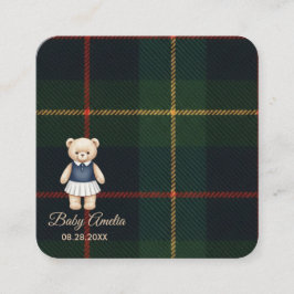 Classic Polo Teddy Bear Preppy Plaid Baby Shower  Informatiekaartje