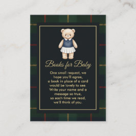 Classic Polo Teddy Bear Preppy Plaid Baby Shower  Informatiekaartje