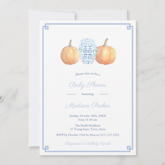 Classic Pompoen Ginger Jar Herfst Boy Baby shower Kaart (Voorkant)