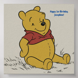 Classic Pooh Beer Zitten en Glimlachen met Bubble Poster