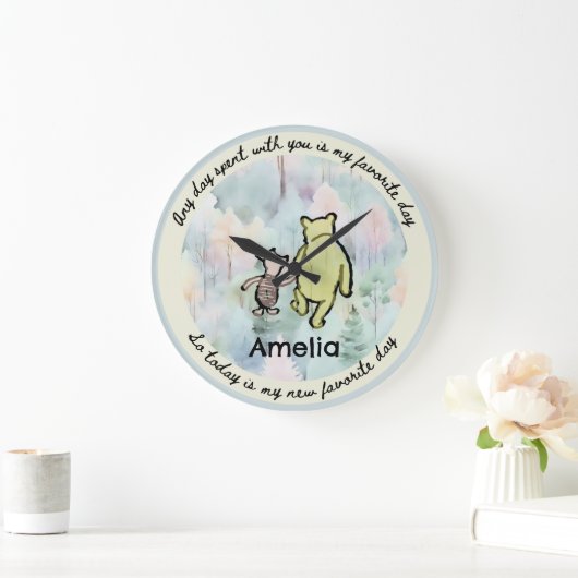 Classic Pooh Quote Pooh en biggetje Waterverf Larg Grote Klok (Huis)