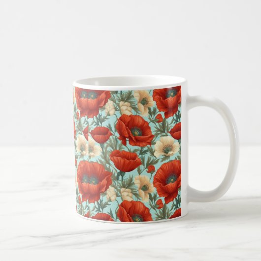 Classic Poppy & Wildflower Ceramic Mug Koffiemok (Rechts)
