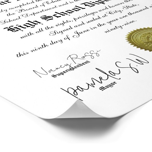 Classic portrait High School Diploma  Poster (Hoek)