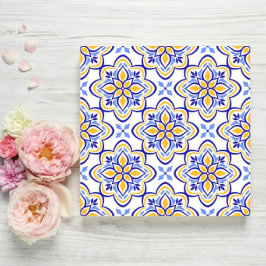 Classic Portuguese Blue and Gold Mediterranean Flo Tegeltje